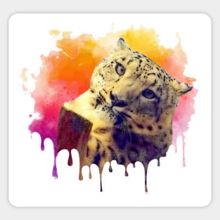 snow leopard drip Sticker